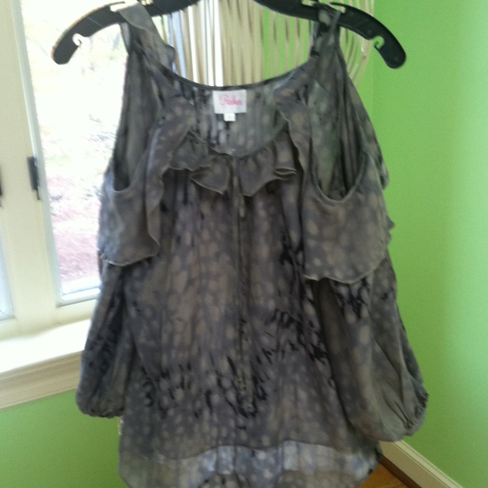 Parker silk top with shoulder cut outs SOLD